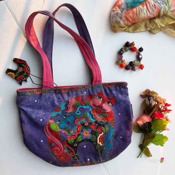 LAUREL BURCH Cats Tote Over-the-Shoulder Canvas - Picture 10 of 11